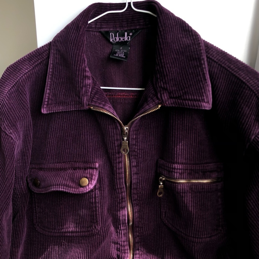 Rafaella Purple Wide Wale Corduroy Zip Jacket